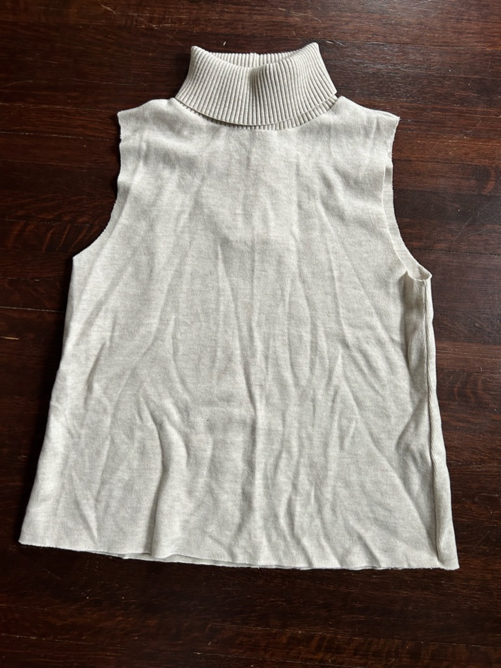 Zara Cream Sleeveless Turtleneck Knit Tank